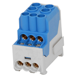 Blok pro rozdělení fází ELEMAN UVB 100 N, 1pól., 101A, 1000V 1003165 na DIN, modrý