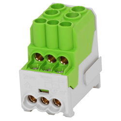 Blok pro rozdělení fází ELEMAN UVB 100 PE, 1pól., 101A, 1000V 1003166 na DIN, zelený